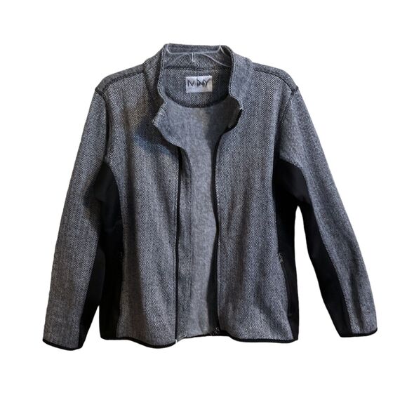 Marc New York Andrew Marc Jacket Women's SZ L Zip Up Black White Herringbone - Picture 5 of 16